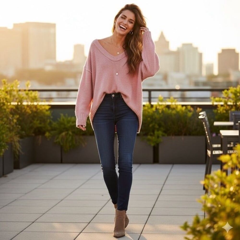 Free People Oversized Chunky Brookside Sweater Alpine Rose Large NWT $128